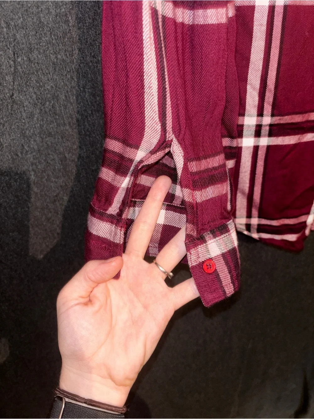 Justice Girls Burgundy Plaid Jean-Style Jacket